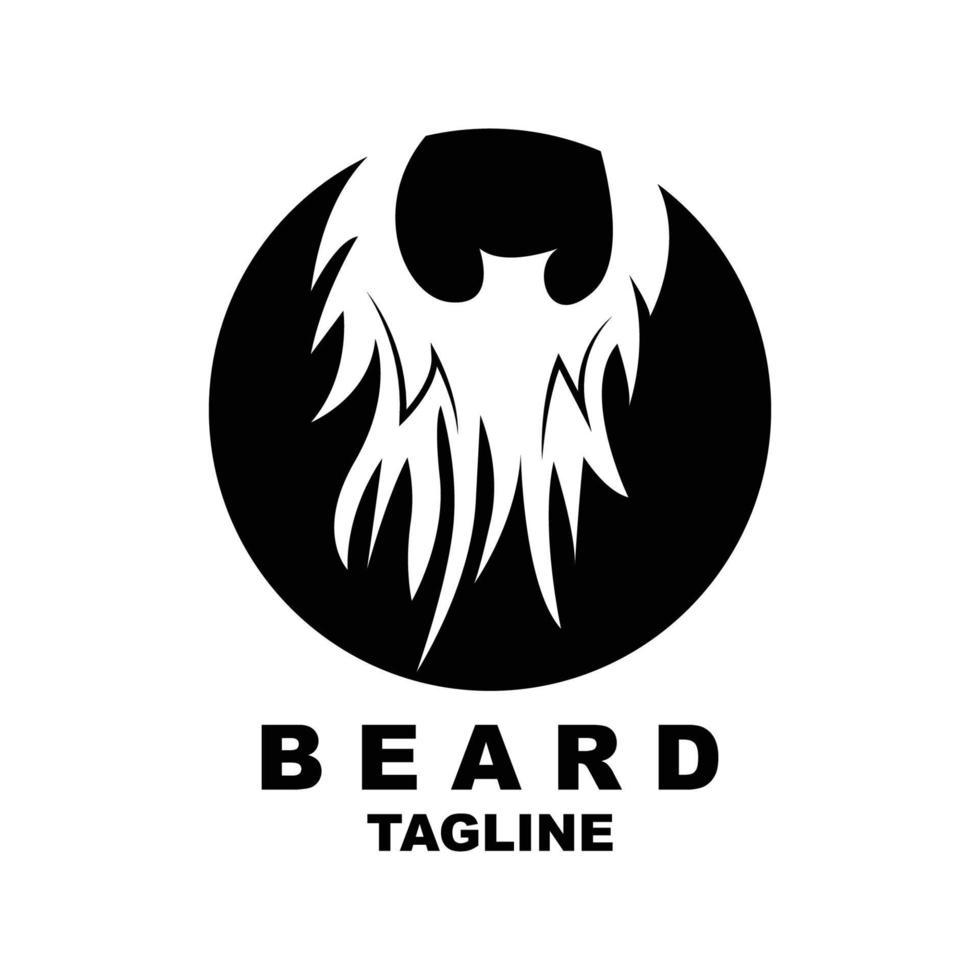 design de logotipo de barba, vetor de cabelo de aparência masculina, design de estilo de barbearia masculina