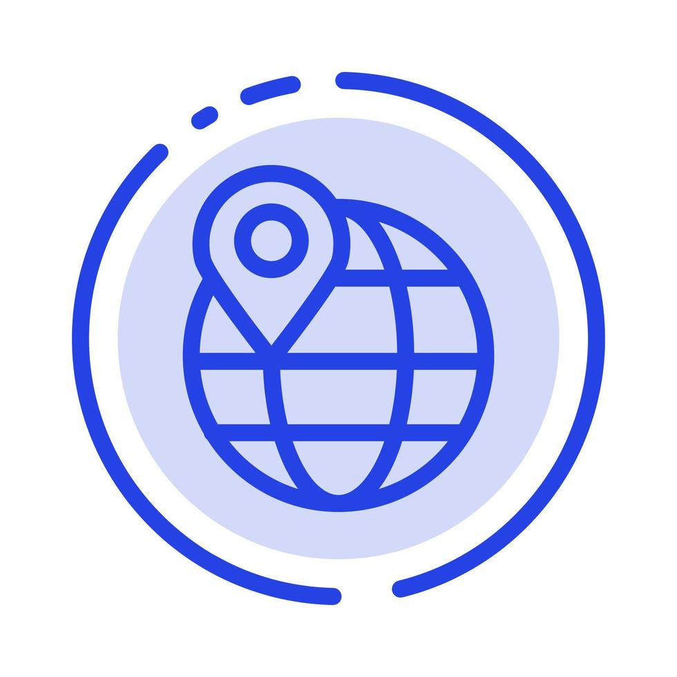 mapa de localização globo internet linha pontilhada azul linha ícone vetor