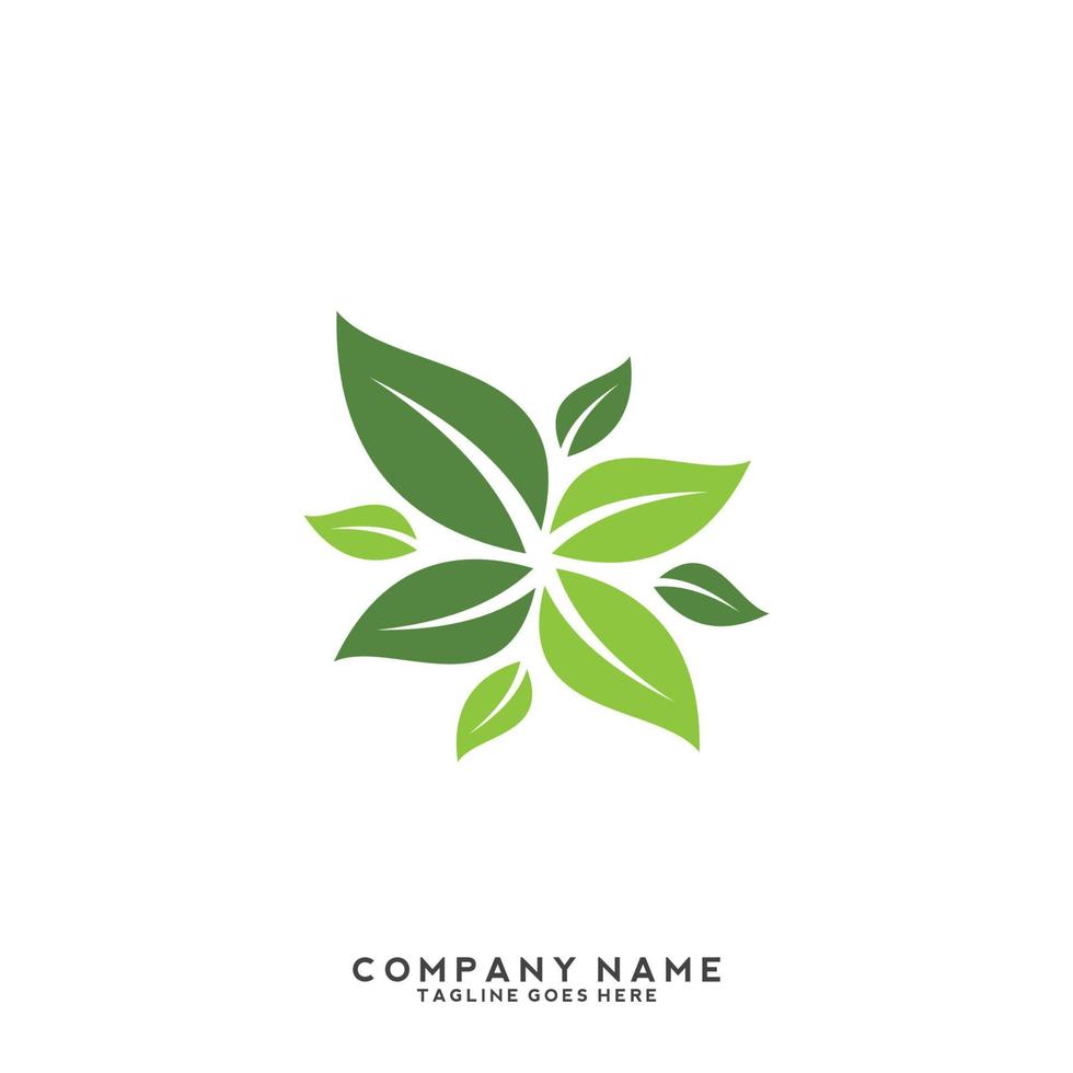 logotipo de folhas verdes. planta natureza eco jardim estilizado ícone vetor botânico.