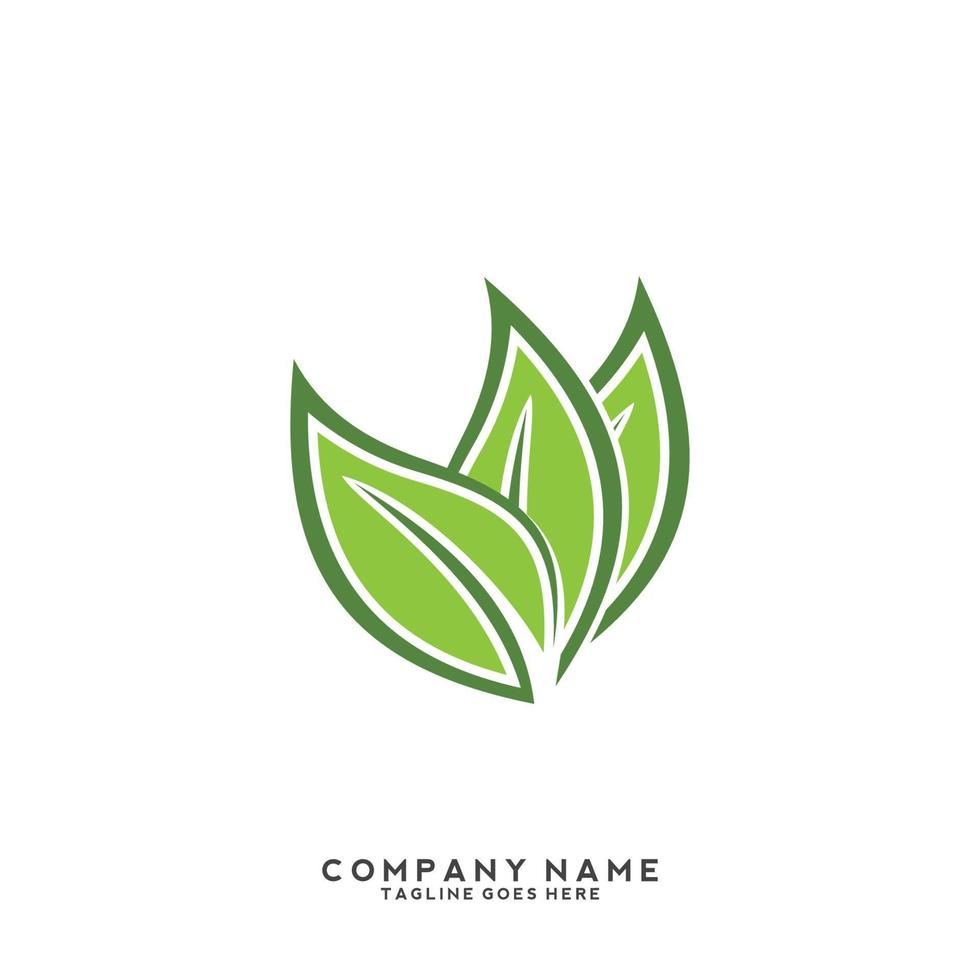 logotipo de folhas verdes. planta natureza eco jardim estilizado ícone vetor botânico.