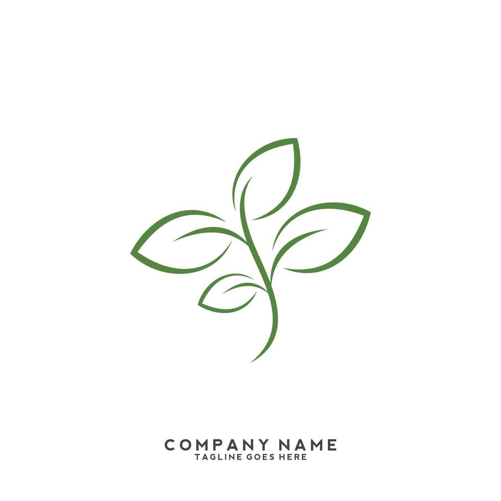 logotipo de folhas verdes. planta natureza eco jardim estilizado ícone vetor botânico.