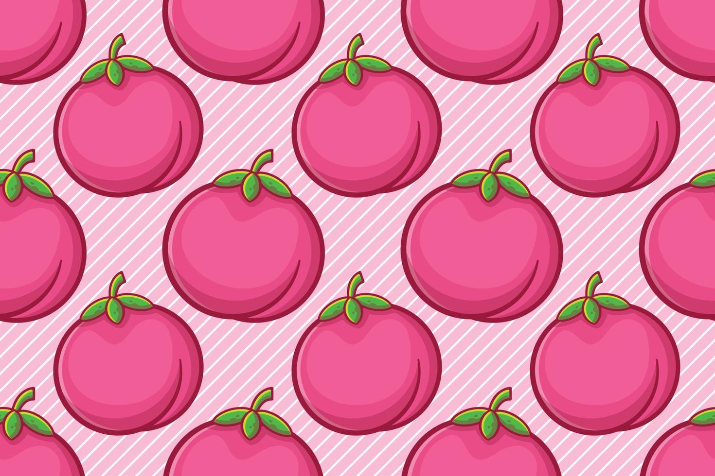 ilustração em vetor padrão sem costura de fruta pêssego rosa