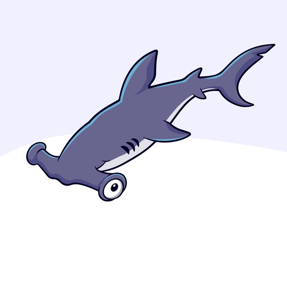 tubarão-martelo engraçado dos desenhos animados isolado no fundo branco vetor