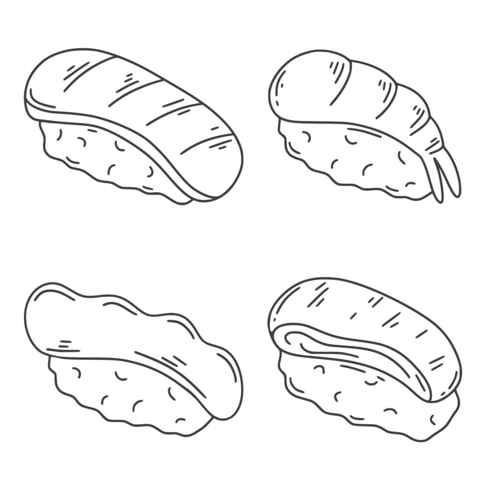 ilustração de doodle de conjunto de sashimi vetor