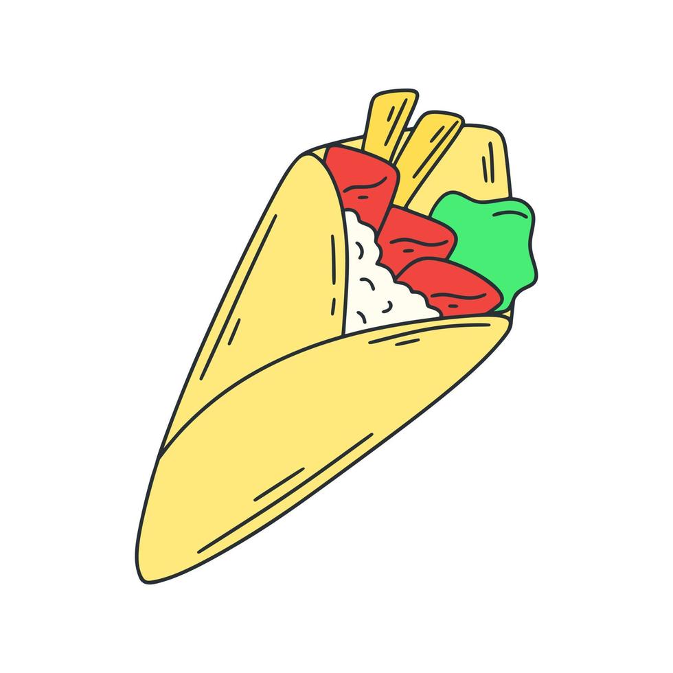 ilustração de doodle colorido temaki vetor