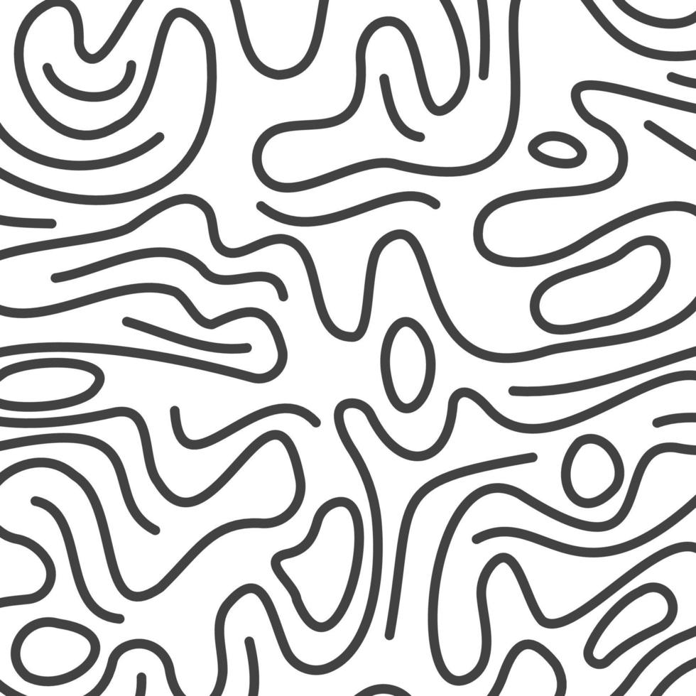 padrão de linhas topográficas de contorno abstrato em preto e branco vetor
