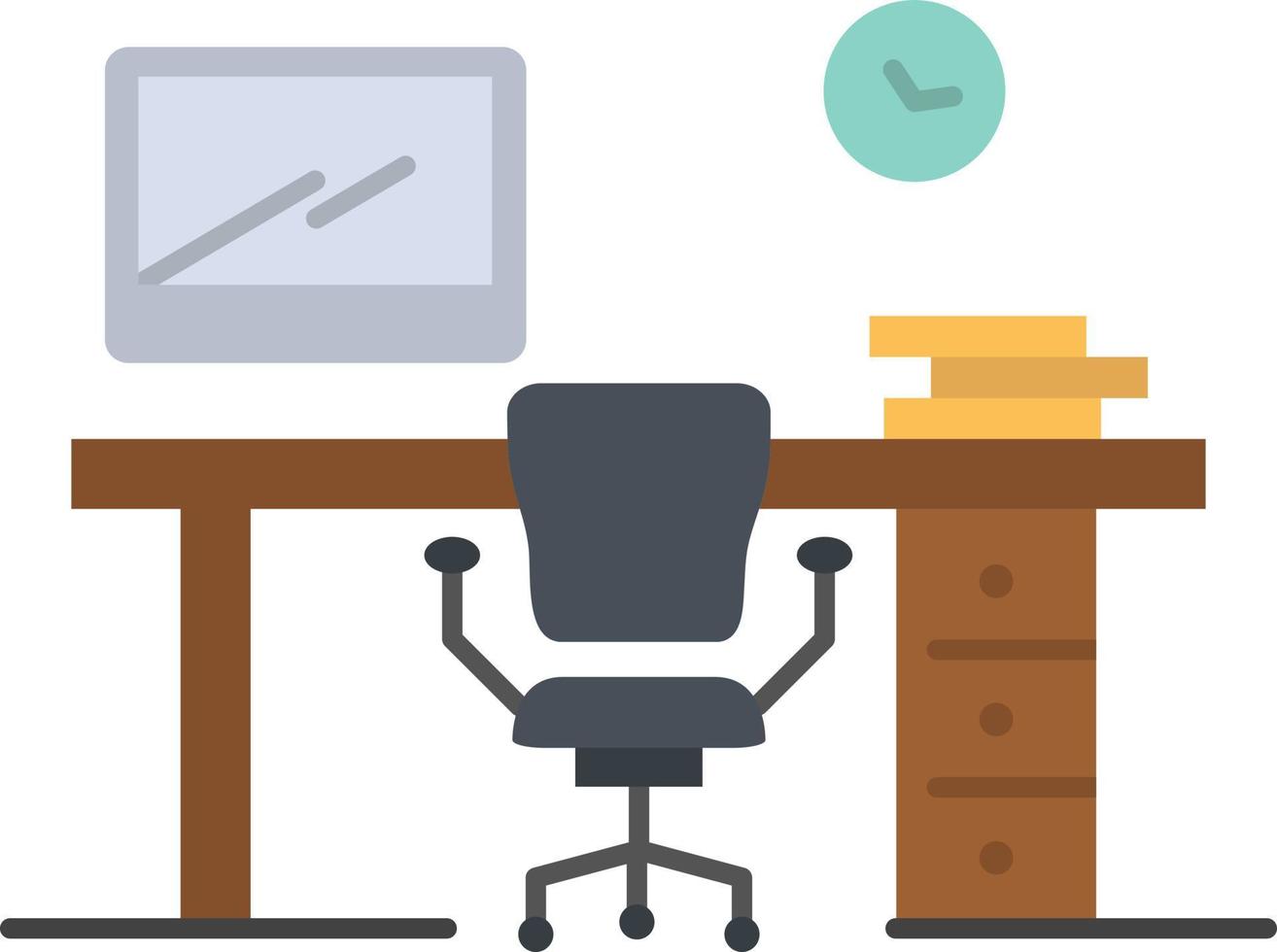 cadeira de espaço de escritório sala de mesa de escritório modelo de banner de ícone de vetor de cor plana