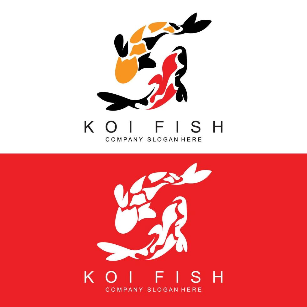 design de logotipo de peixe koi, vetor de peixes ornamentais, produto de marca de ilustração de ornamento de aquário