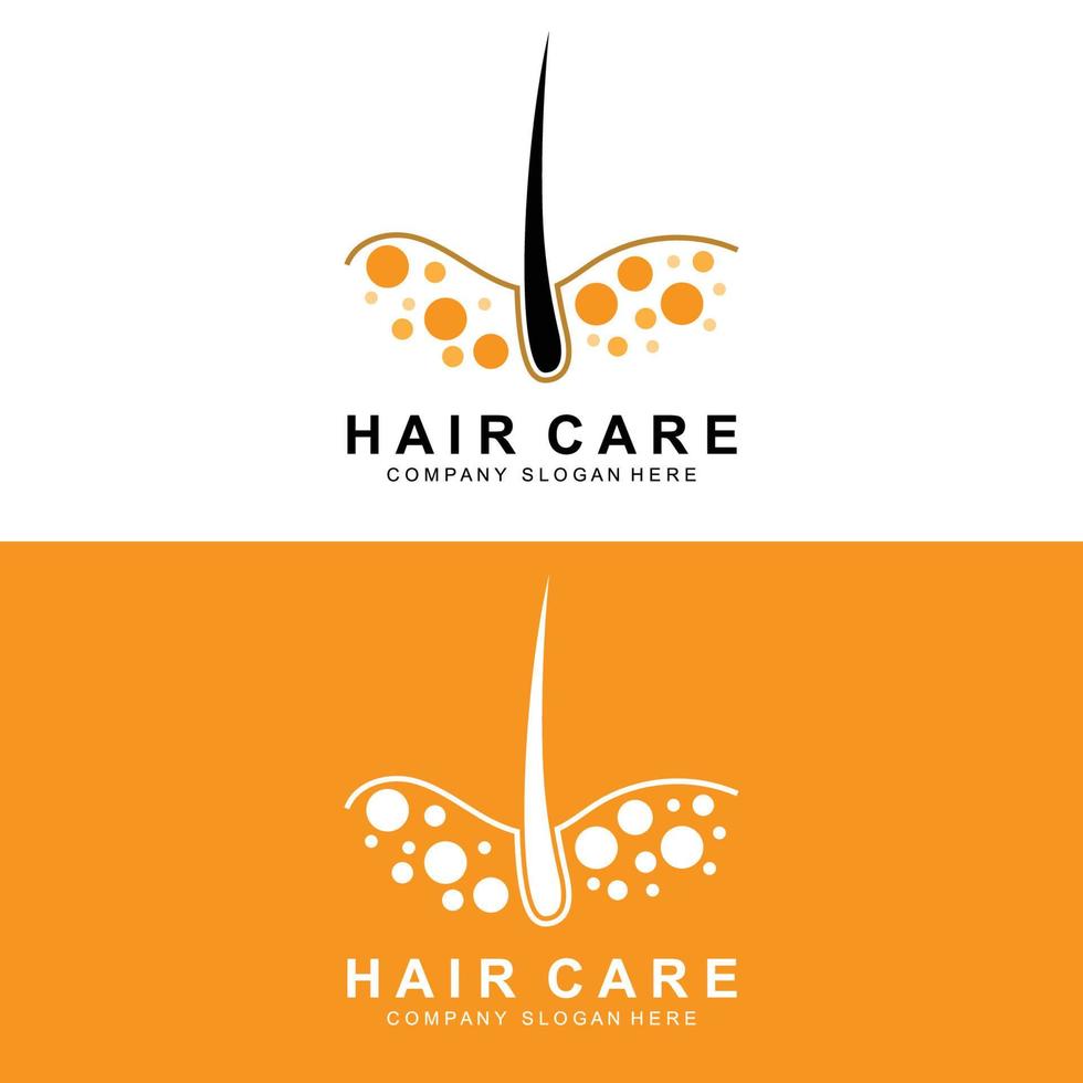 logotipo de cuidados com o cabelo, design de camada de couro cabeludo, ilustração de marca de salão de saúde vetor