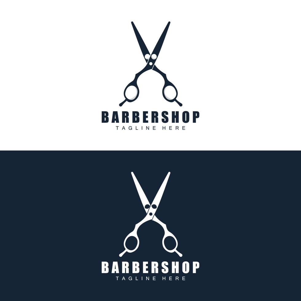 design de logotipo de tesoura, vetor de barbeador de barbearia, ilustração de marca de tesoura de barbearia