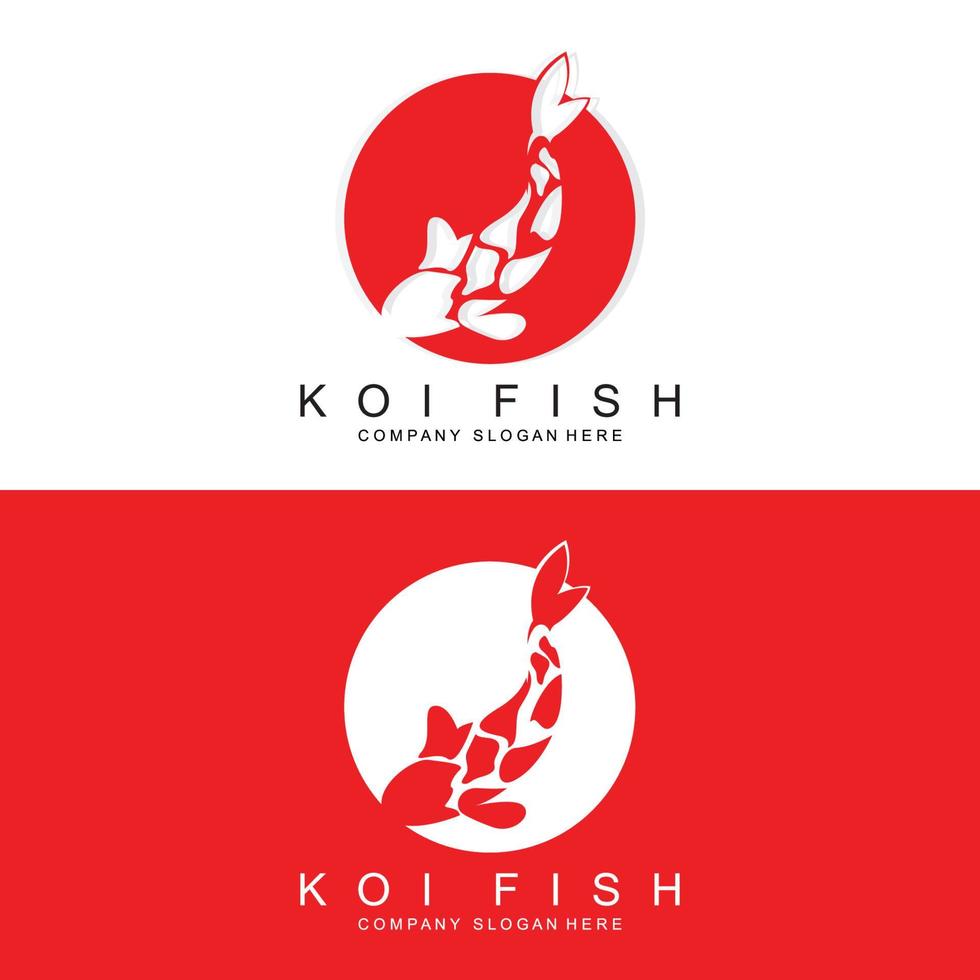 design de logotipo de peixe koi, vetor de peixes ornamentais, produto de marca de ilustração de ornamento de aquário