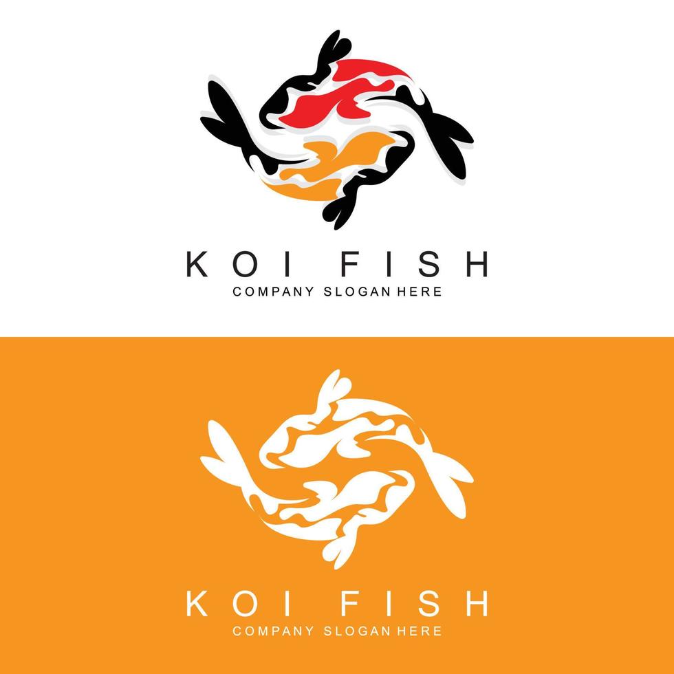 design de logotipo de peixe koi, vetor de peixes ornamentais, produto de marca de ilustração de ornamento de aquário