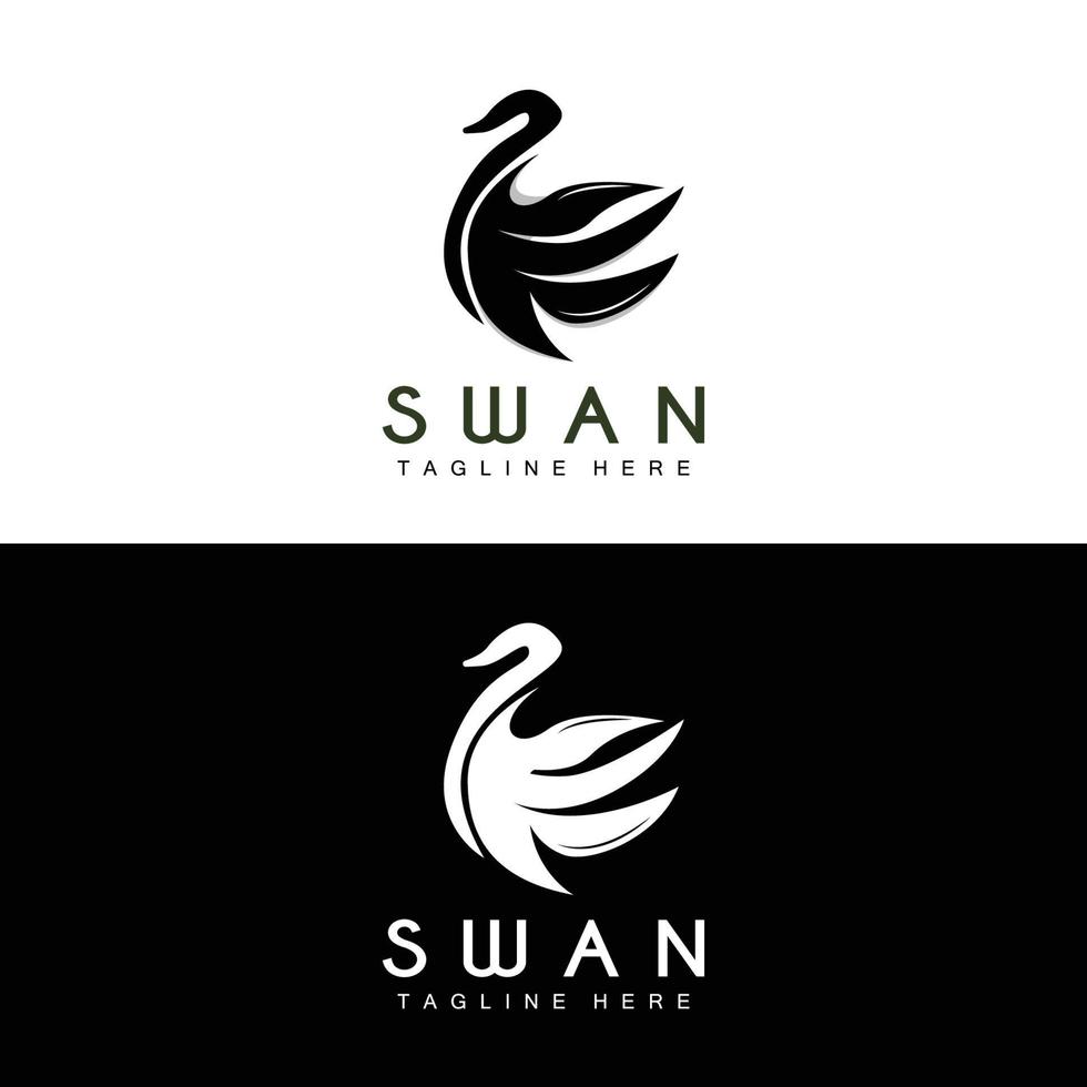 logotipo de cisne, design de animal de pássaro, logotipo de pato, vetor de rótulo de marca de produto