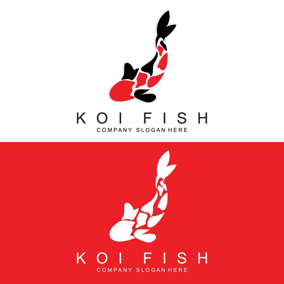 design de logotipo de peixe koi, vetor de peixes ornamentais, produto de marca de ilustração de ornamento de aquário