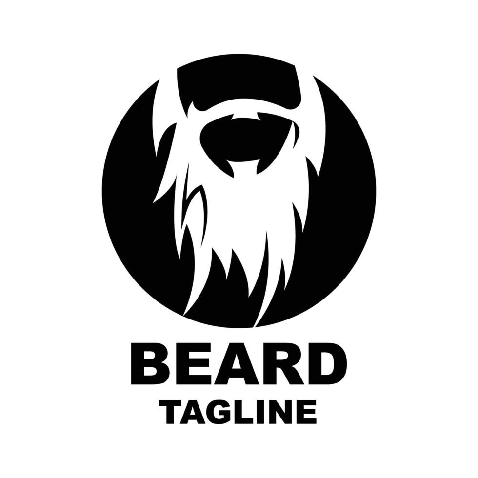 design de logotipo de barba, vetor de cabelo de aparência masculina, design de estilo de barbearia masculina