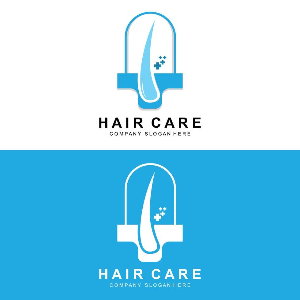 logotipo de cuidados com o cabelo, design de camada de couro cabeludo, ilustração de marca de salão de saúde vetor