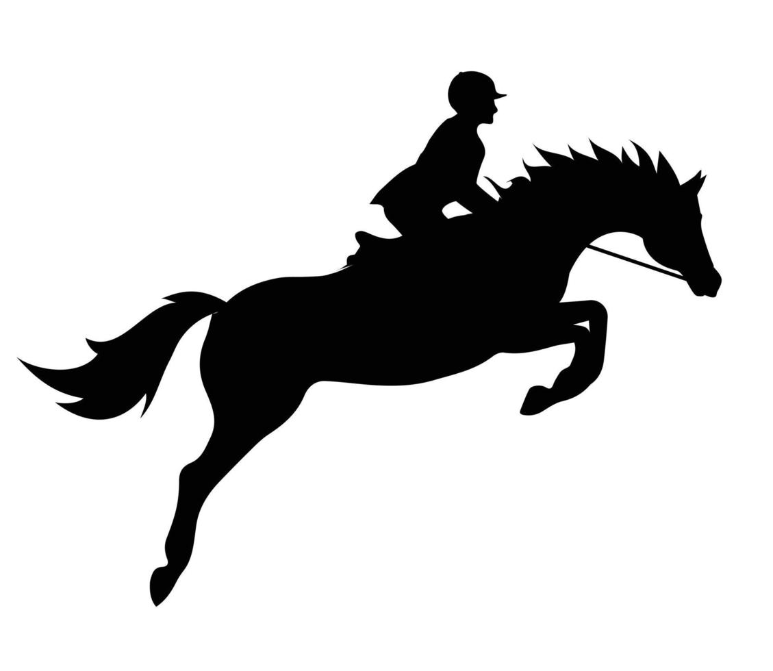 vetor garota plana montando cavalo de salto