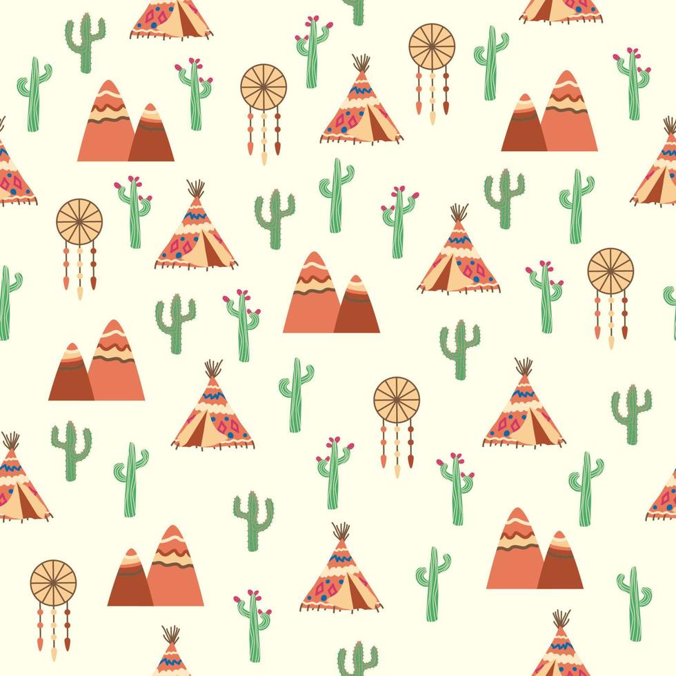 padrão de tenda. ilustração de tenda de verão nativo americano wigwam. padrão de fundo indiano. vetor