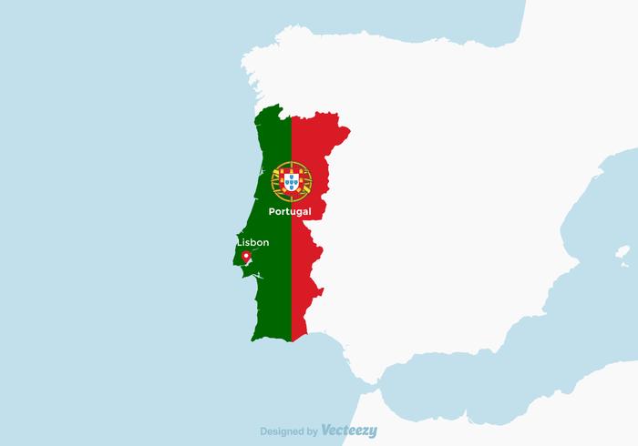 Mapa De Portugal Com Bandeira Nacional vetor