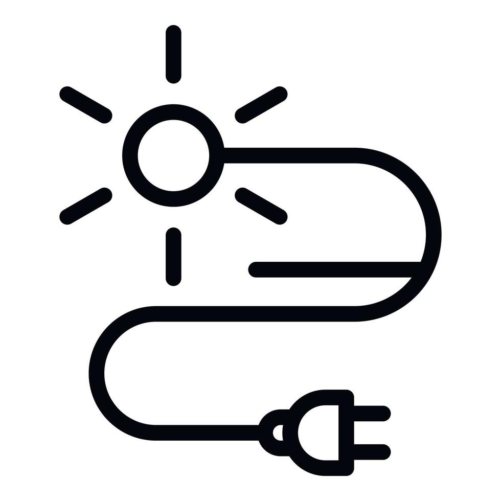 ícone de plugue de fio de energia solar, estilo de estrutura de tópicos vetor