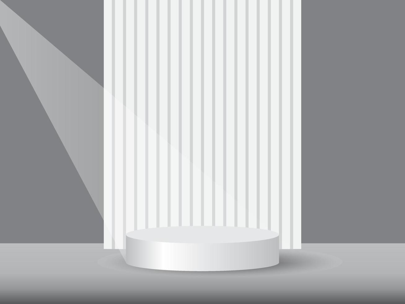 pódio de pedestal de cilindro 3d cinza e branco realista com fundo padrão vertical. cena mínima abstrata para produtos de maquete, vitrine de palco, exibição de promoção. vetor geométrico