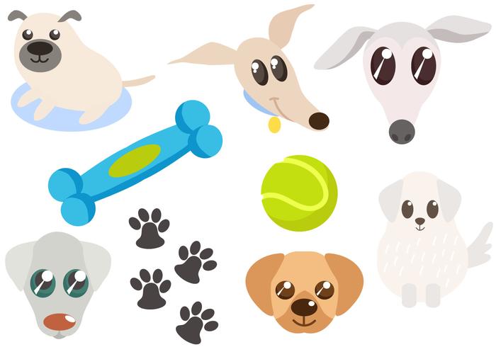Free Dog and Dog Toys Vectors