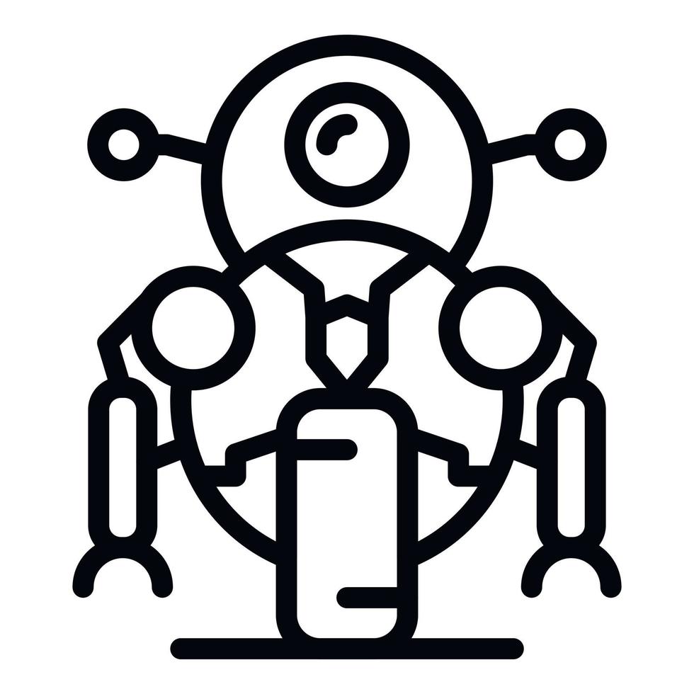 ícone do robô de bicicleta, estilo de estrutura de tópicos vetor
