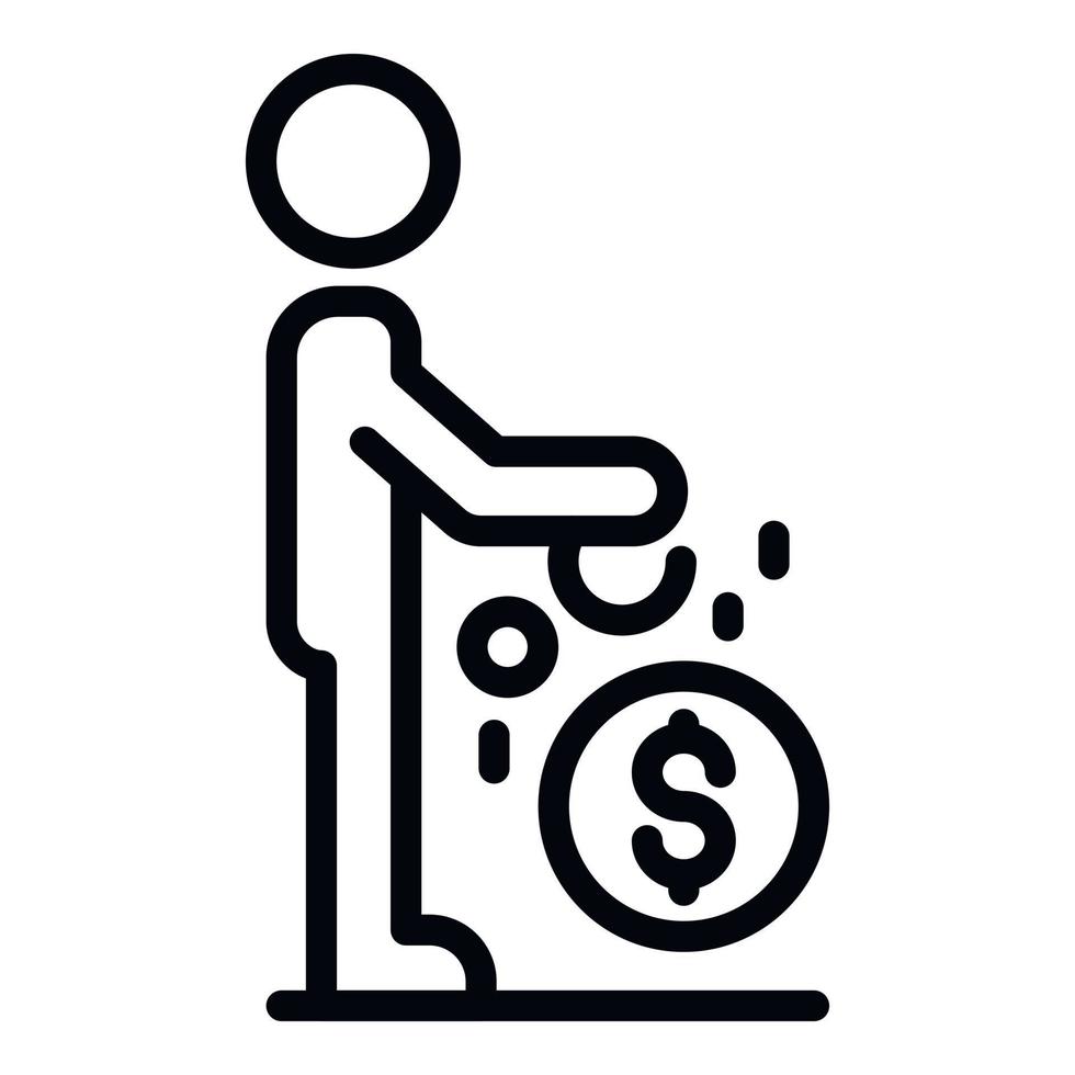 ícone de dinheiro do investidor de homem, estilo de estrutura de tópicos vetor