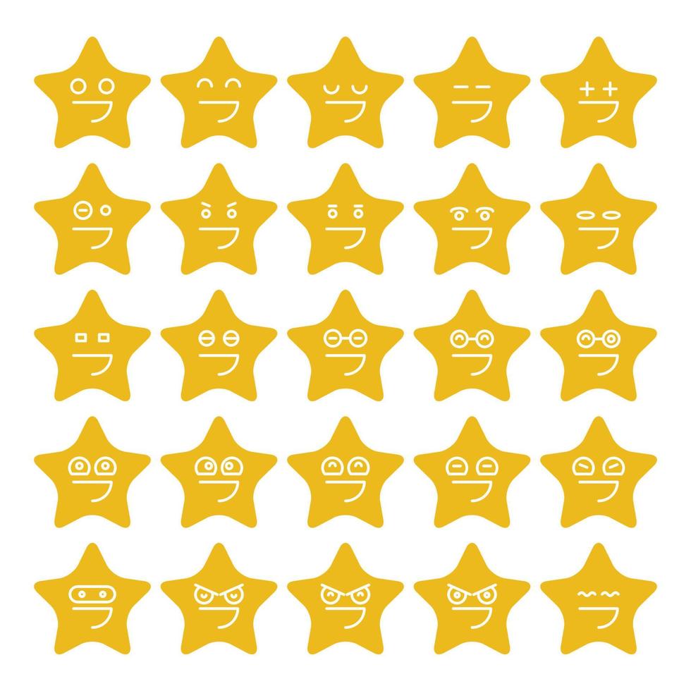 conjunto de vetores de emoticons de estrela amarela