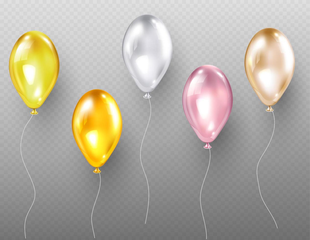 balões de hélio voando objetos brilhantes multicoloridos vetor