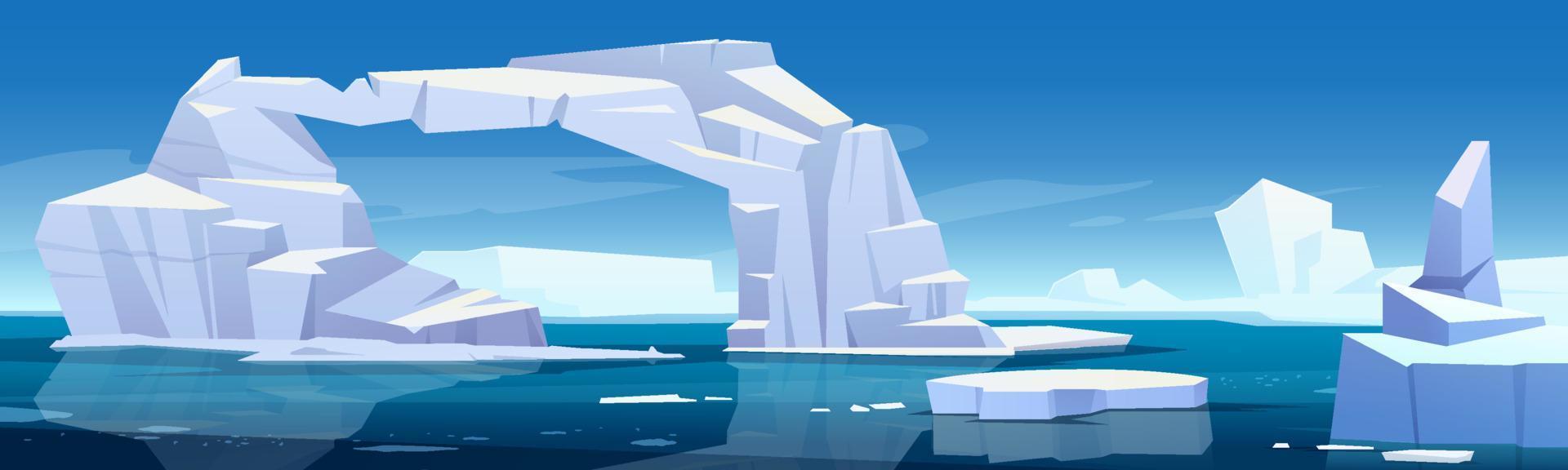 paisagem ártica com derretimento de iceberg e geleiras vetor