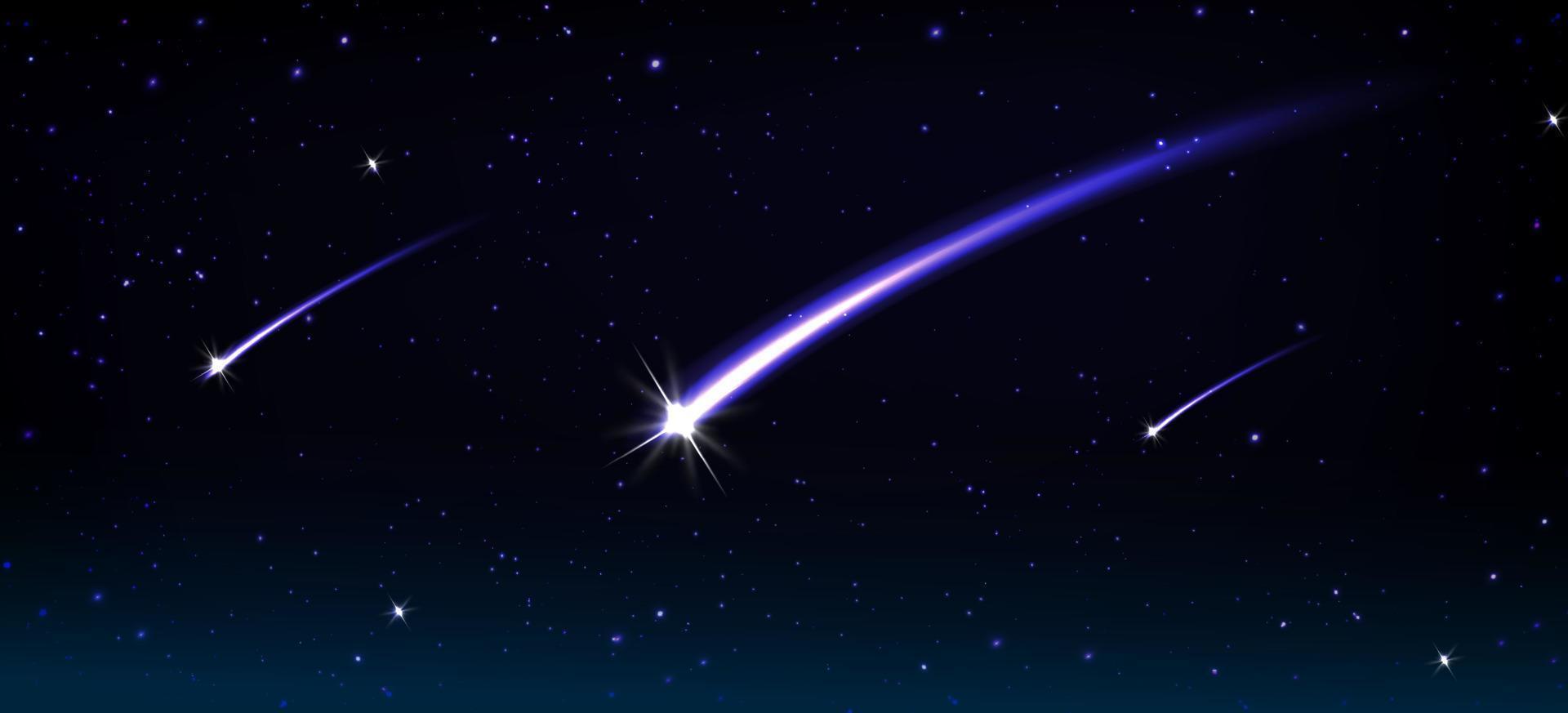 cometas, asteróides ou meteoros caindo no espaço vetor