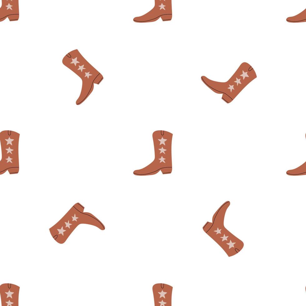 botas de cowboy com padrão sem emenda de ornamento. tema oeste selvagem. ilustração vetorial na moda desenhada à mão em fundo branco vetor