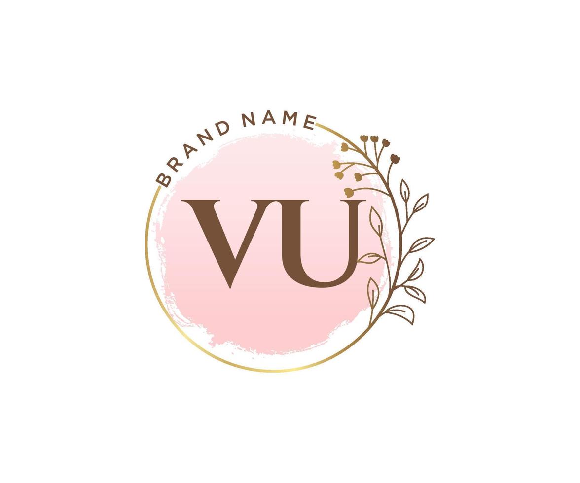 logotipo feminino vu inicial. utilizável para logotipos de natureza, salão, spa, cosméticos e beleza. elemento de modelo de design de logotipo de vetor plana.