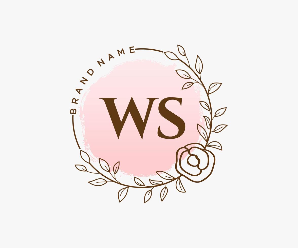 logo feminino inicial ws. utilizável para logotipos de natureza, salão, spa, cosméticos e beleza. elemento de modelo de design de logotipo de vetor plana.