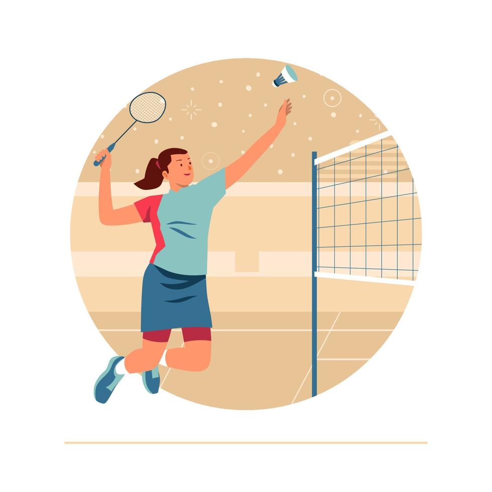 jogador de badminton feminino vetor