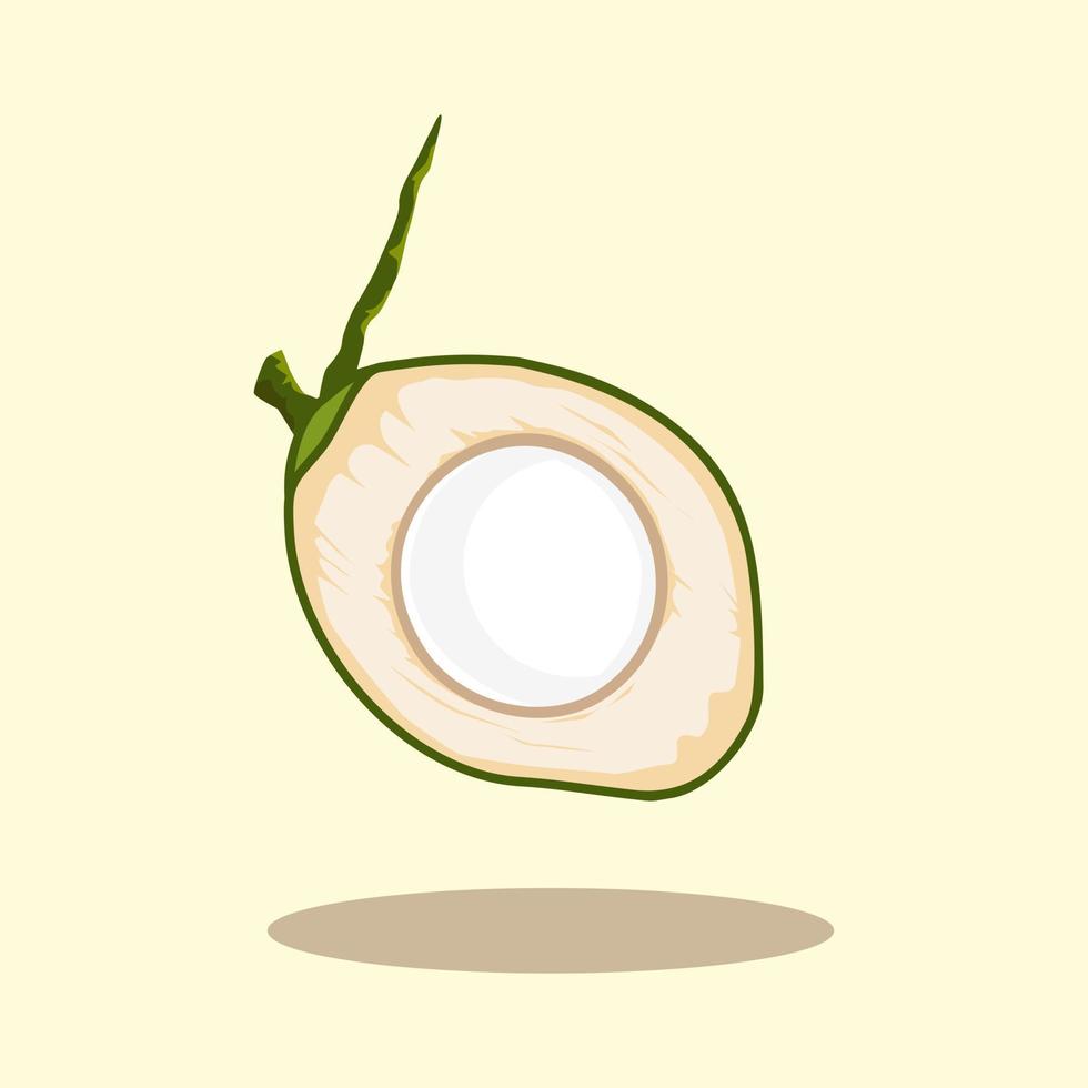 ilustração de desenhos animados desenhados à mão de coco de frutas frescas vetor