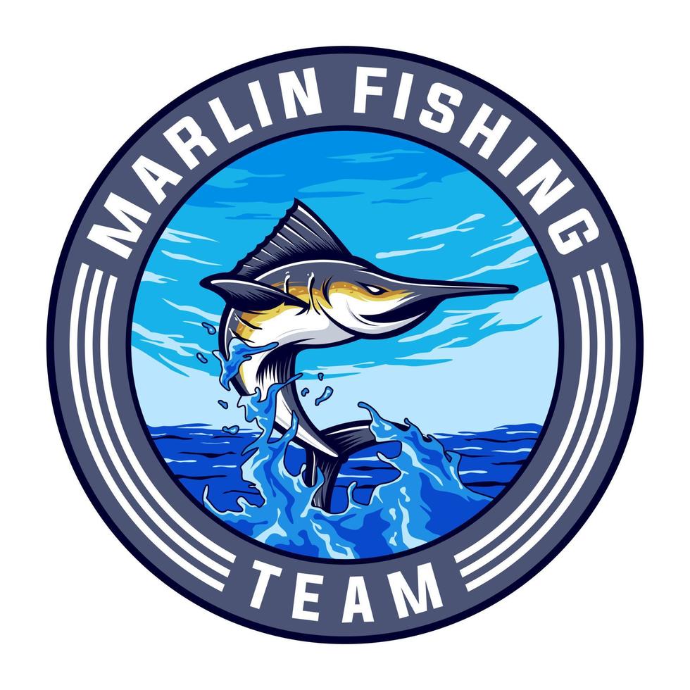 ilustração pesca marlin design do logotipo da equipe esportiva vetor
