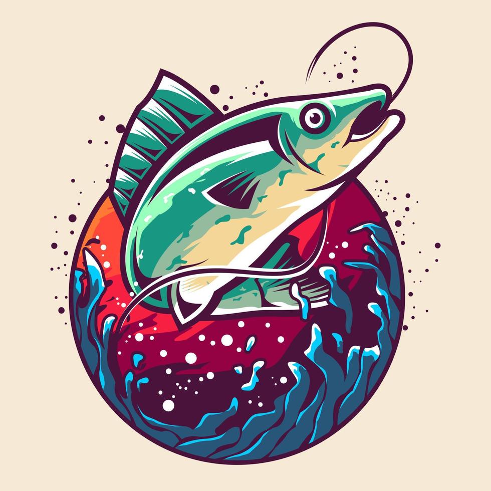 ilustração de pesca do robalo grande vetor