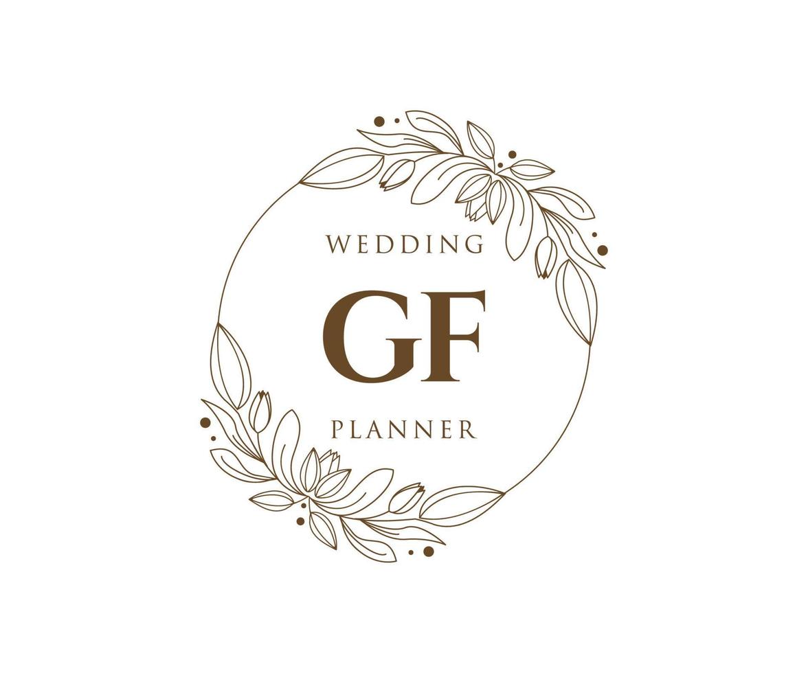 gf letras iniciais coleção de logotipos de monograma de casamento, modelos modernos minimalistas e florais desenhados à mão para cartões de convite, salve a data, identidade elegante para restaurante, boutique, café em vetor