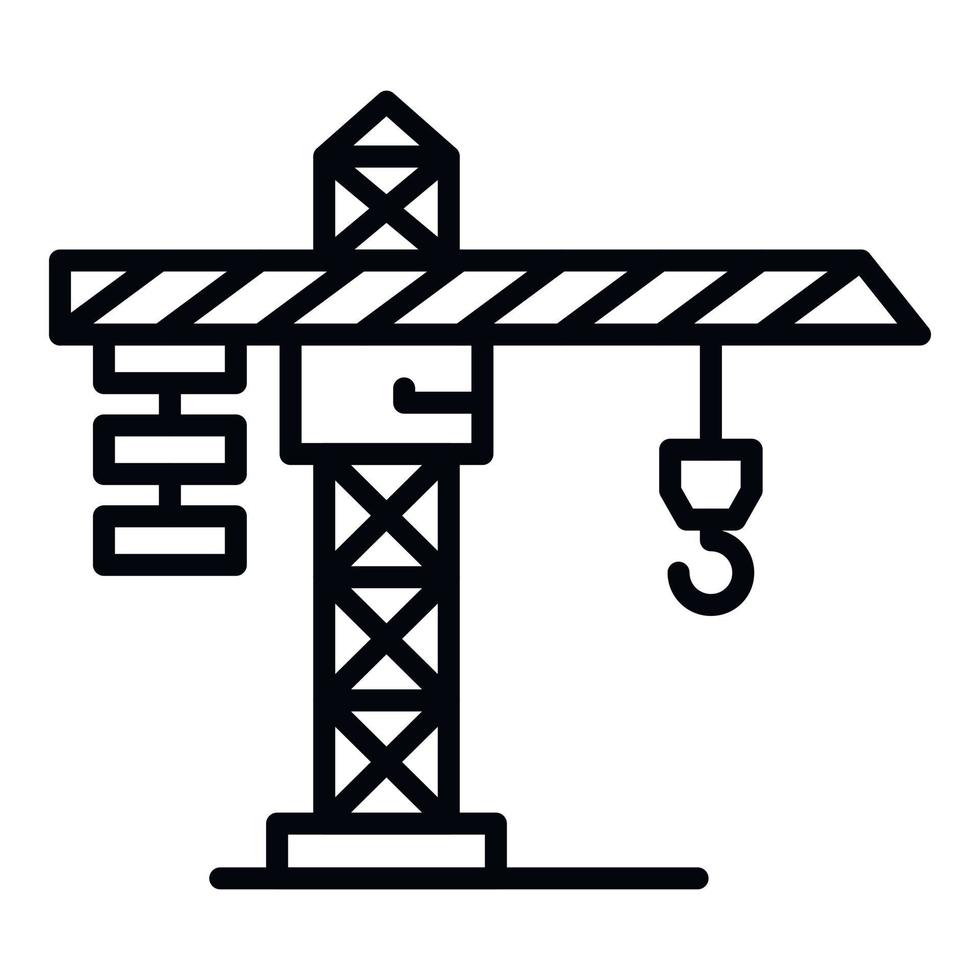 ícone do guindaste de construção, estilo de estrutura de tópicos vetor