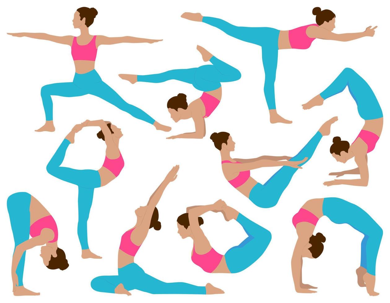 Conjunto de vetores de poses de ioga isolado. posições de