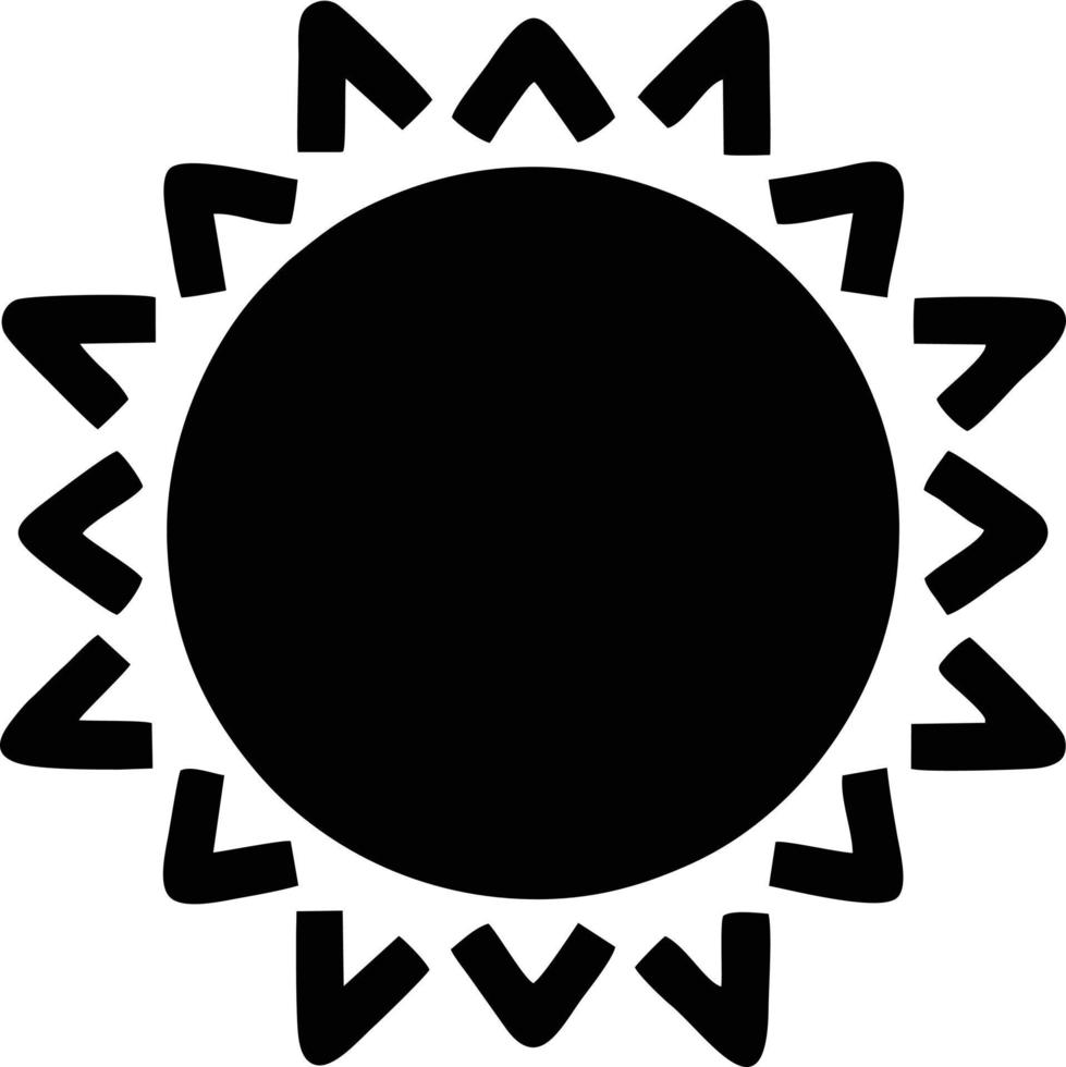 ícone do sol em fundo branco, ilustração do símbolo do ícone do sol em preto sobre fundo branco vetor