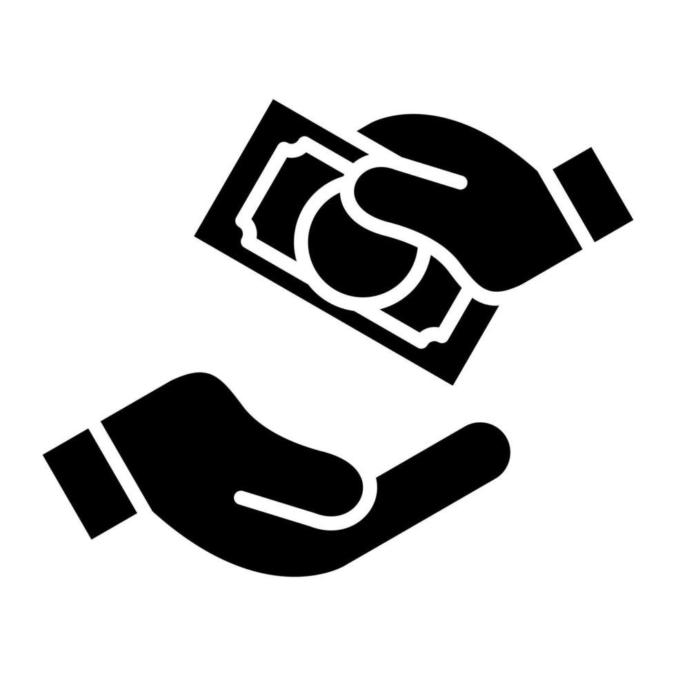 ícone de glifo de pagamento em dinheiro vetor