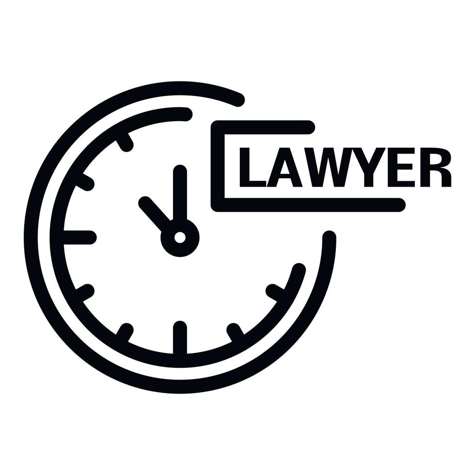 ícone de advogado de relógio de parede, estilo de estrutura de tópicos vetor