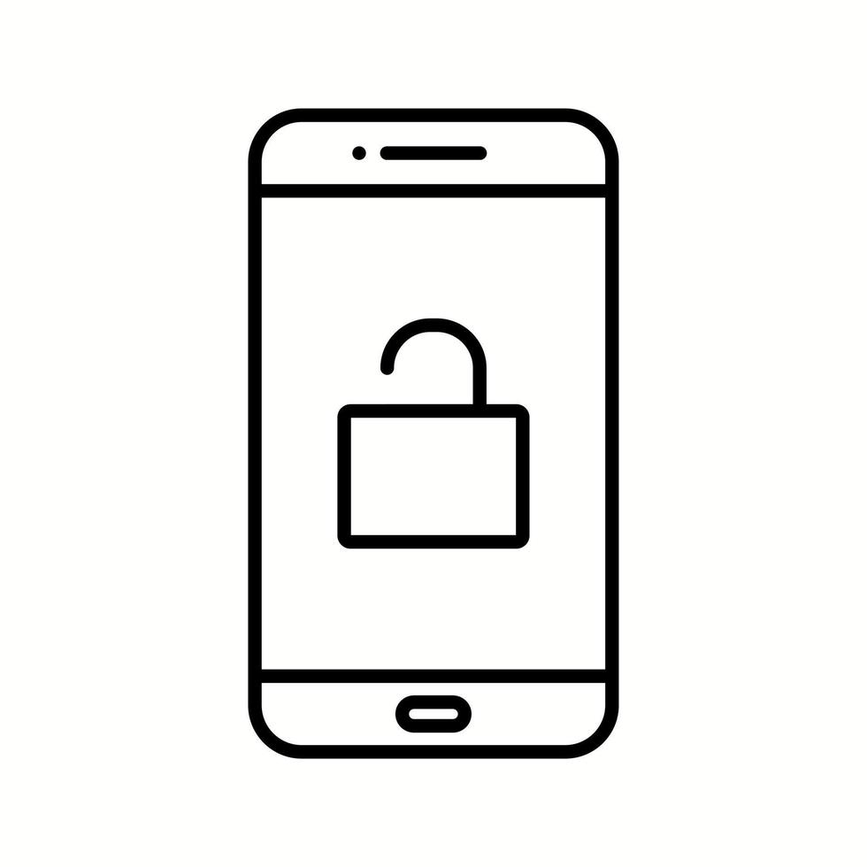 ícone de linha de vetor de telefone desbloqueado exclusivo