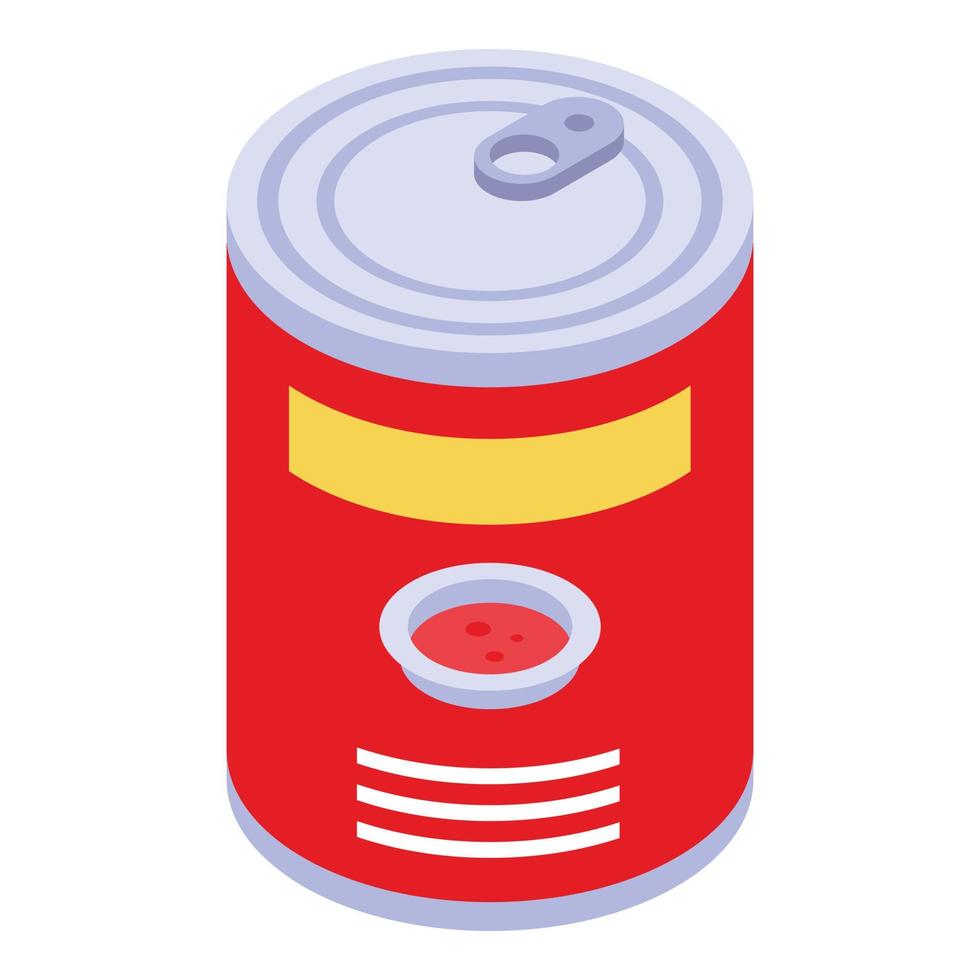 ícone de lata de feijão de tomate, estilo isométrico vetor