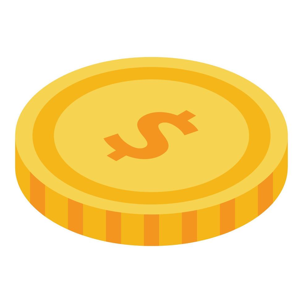 ícone de moeda de dólar de ouro, estilo isométrico vetor