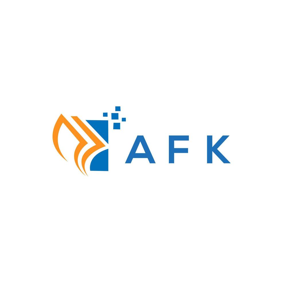 design de logotipo de contabilidade de reparo de crédito afk em fundo branco. conceito de logotipo de carta de gráfico de crescimento de iniciais criativas afk. design de logotipo de finanças de negócios afk. vetor