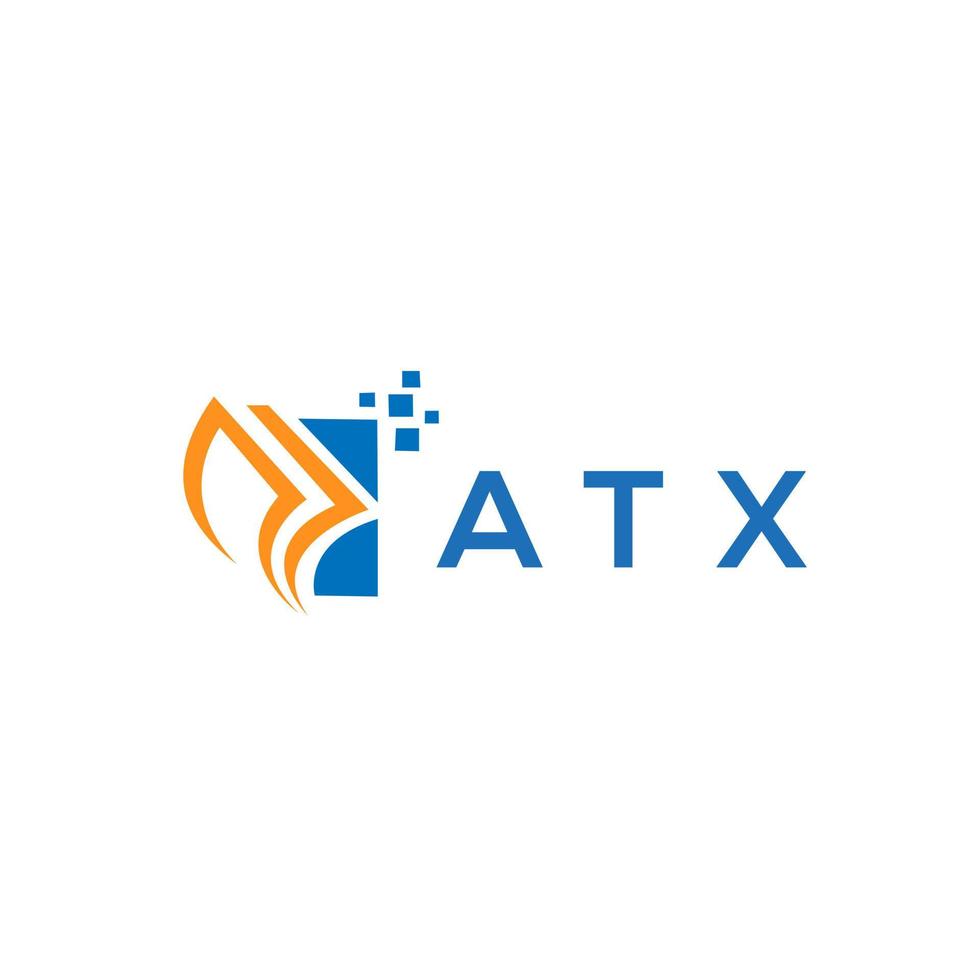 design de logotipo de contabilidade de reparo de crédito atx em fundo branco. conceito de logotipo de carta de gráfico de crescimento de iniciais criativas atx. design de logotipo de finanças de negócios atx. vetor